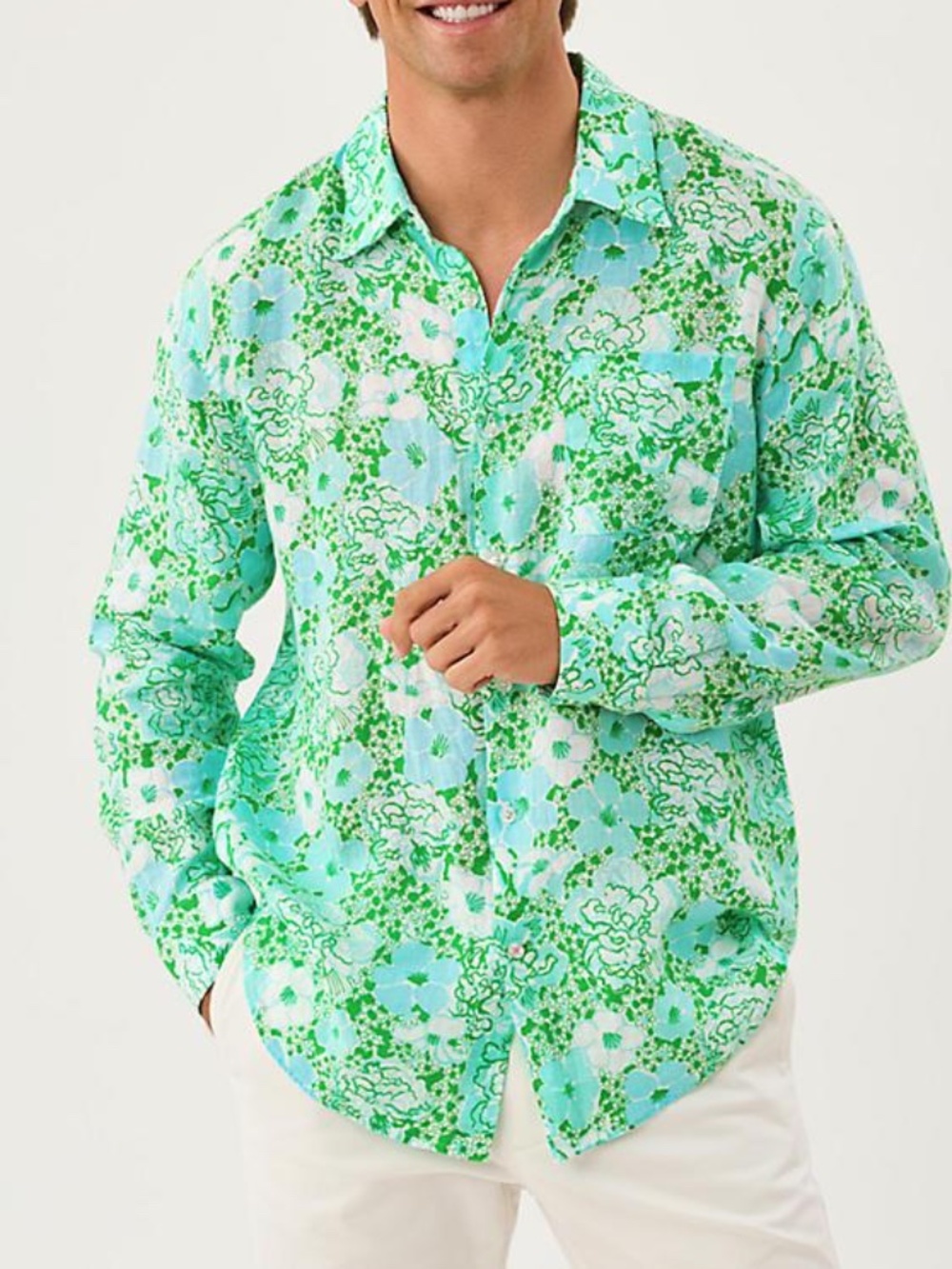 Lilly Pulitzer Mens Stuff Addison Shirt Mint Condition Burst of Joy - M - NEW